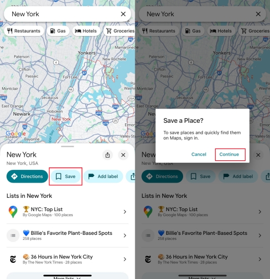 mark a location on google map via app