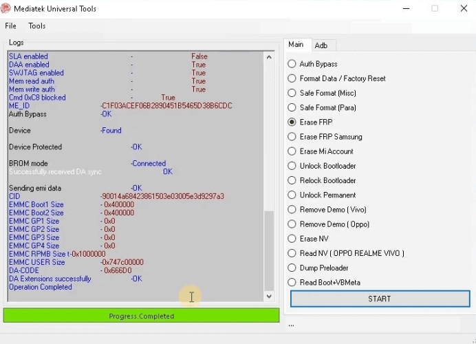 mediatek universal tools progress completed