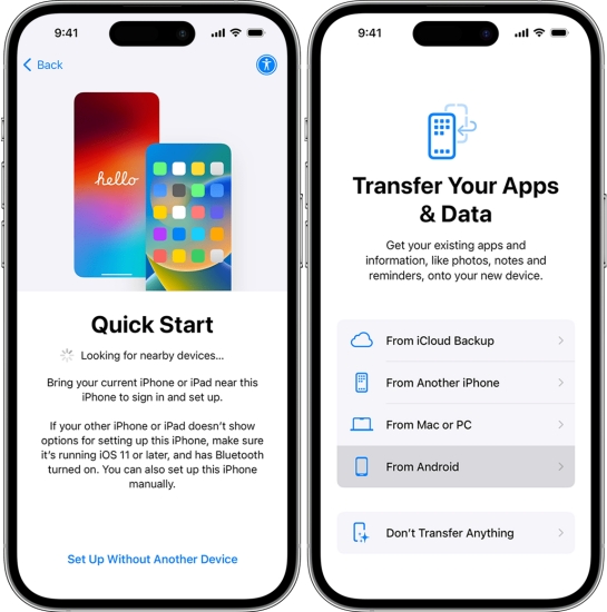 move to ios on iphone