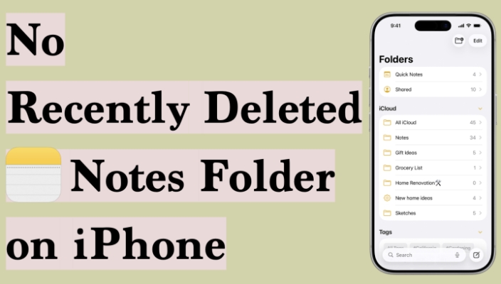 no recently deleted notes folder on iphone