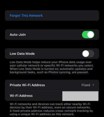 iphone wifi no password in settings app