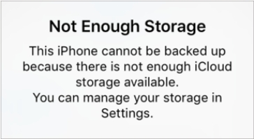 not enough icloud storage alert