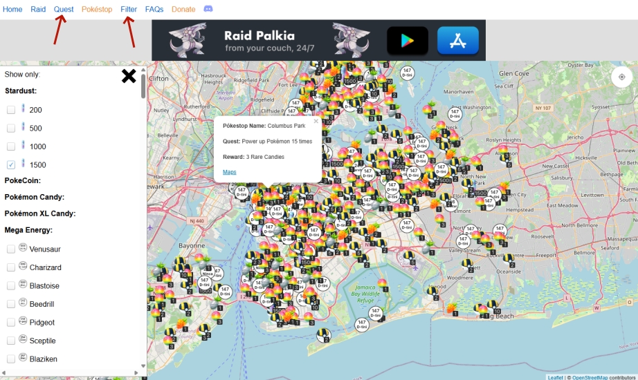 nycpokemap quest