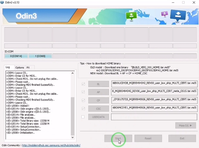 odin tabs start