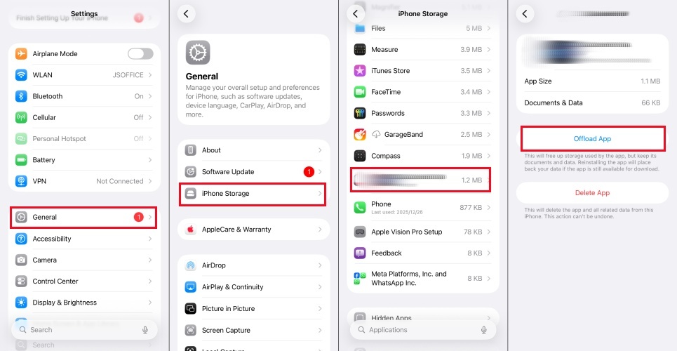 offload app on iphone