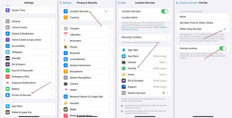 open precise location on iphone