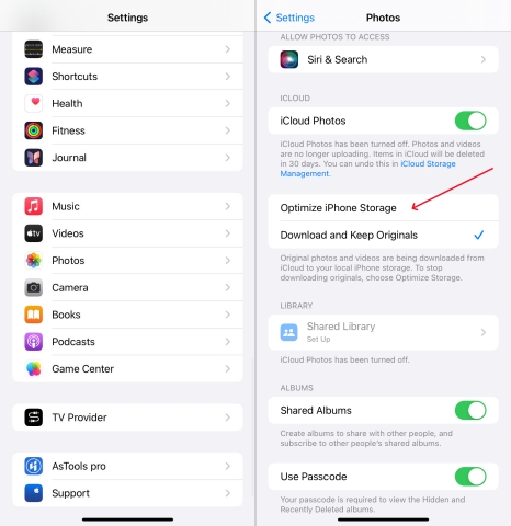 optimize iphone storage in photos on iphone