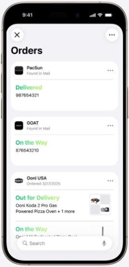 order tracking in wallet ios 26