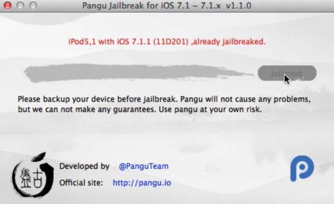 pangu jailbreak successful page