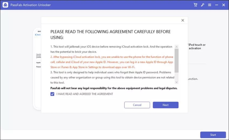 passfab activation unlocker start page