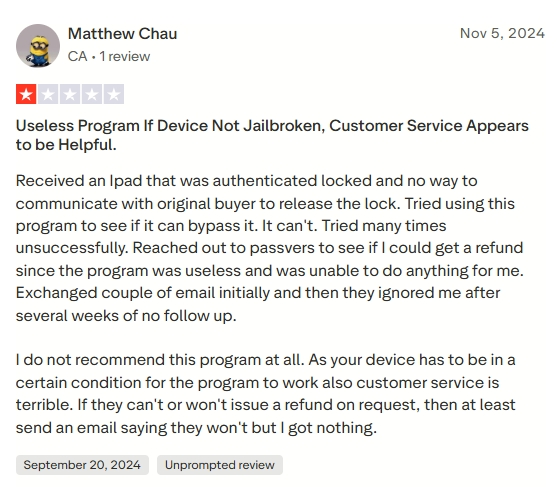 passvers negative review