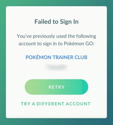 pokemon go login issue used account