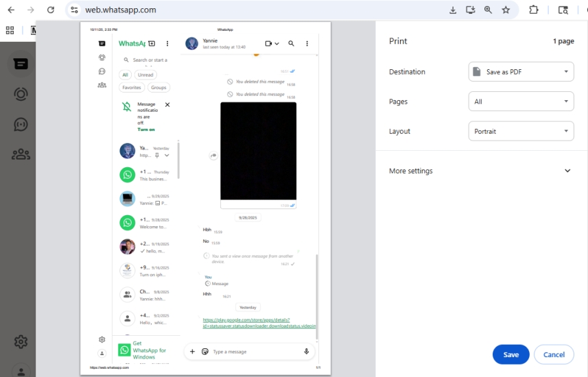 print a pdf document from whatsapp web