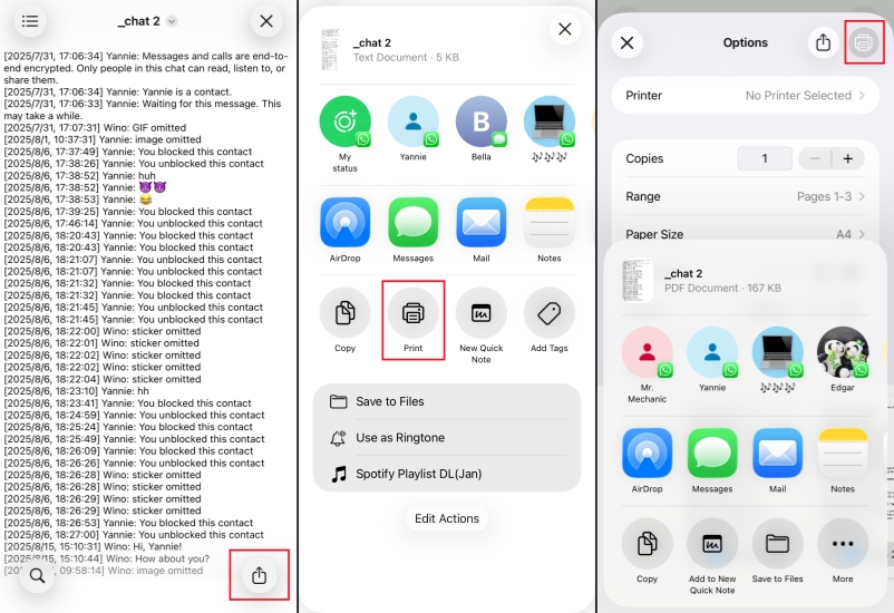 print whatsapp messages via iphone files
