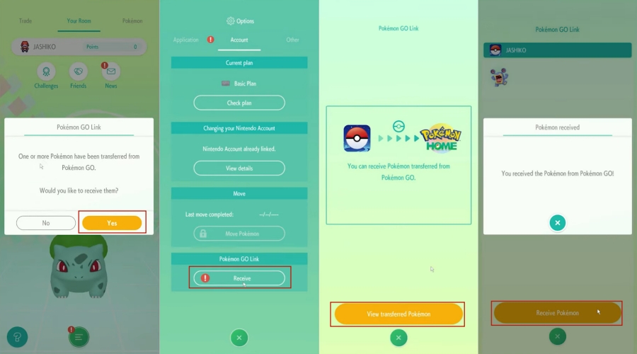 receive transferred pokemon