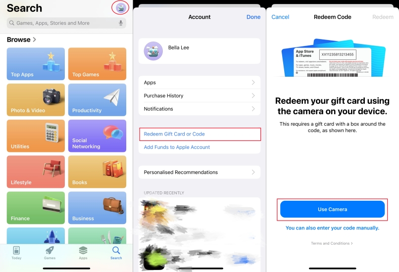 redeem apple gift card on iphone