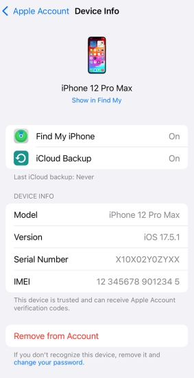 remove apple id from device list on ipad