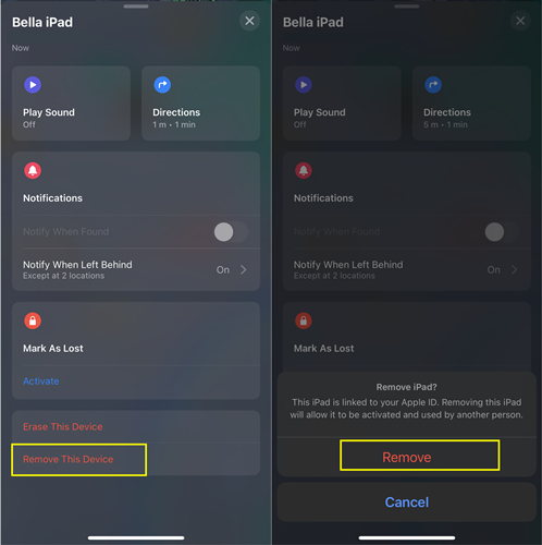 remove iphone from apple id via find my