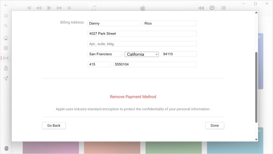 remove credit card from apple id on itunes