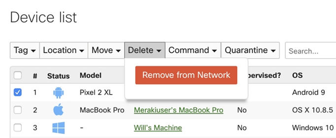 remove device from meraki