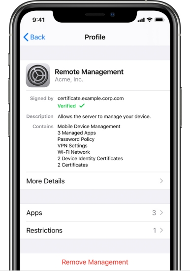check management in iphone settings