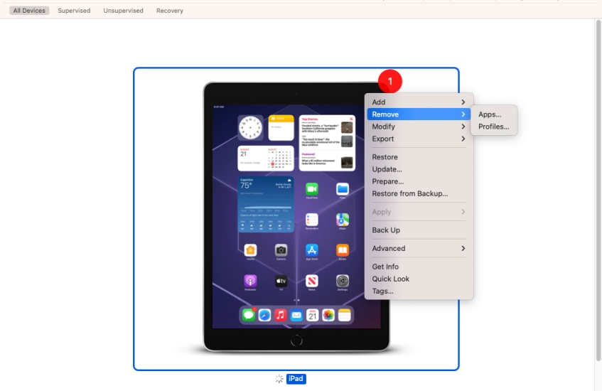 remove mdm profiles via apple configurator