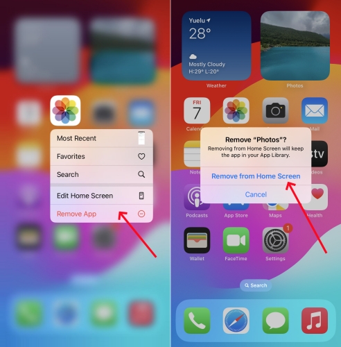 remove the photos app on iphone