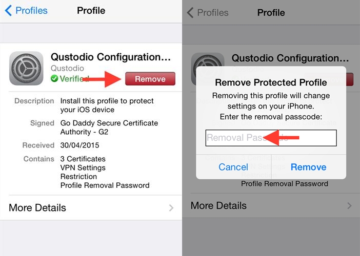 remove qustodio from iphone