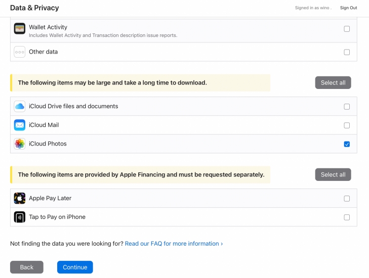 request a copy of icloud photos