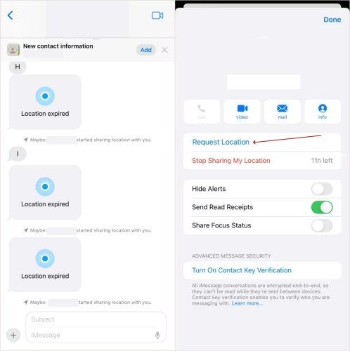 request location in message