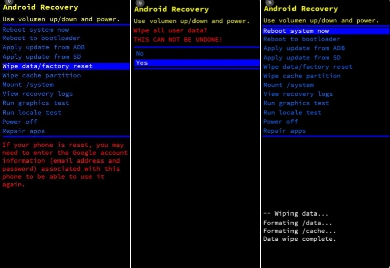 reset android phone in recovery mode