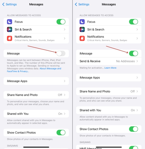 reset imessage