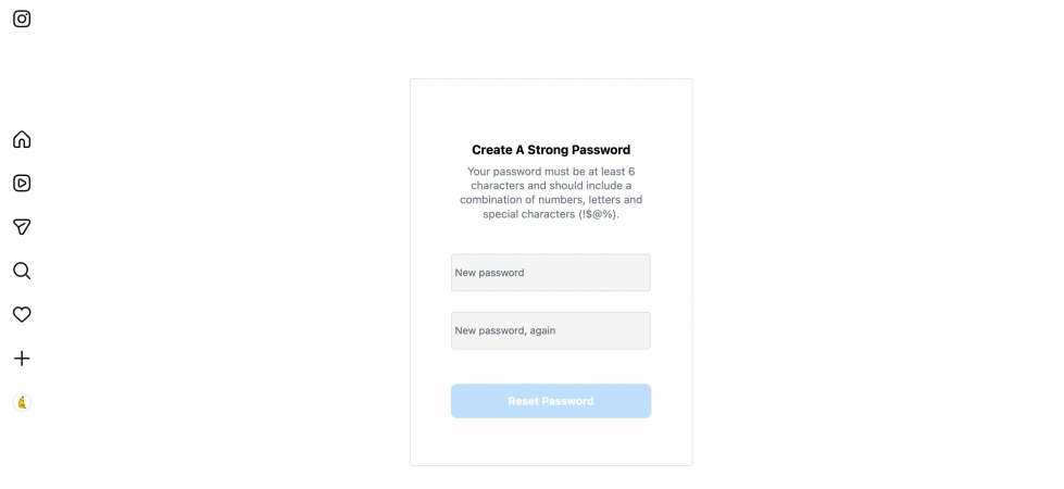 reset instagram password on web