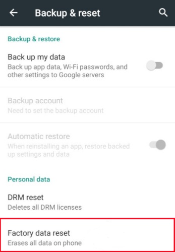 reset vortex phone in settings