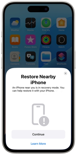 restore iphone with nearby apple device