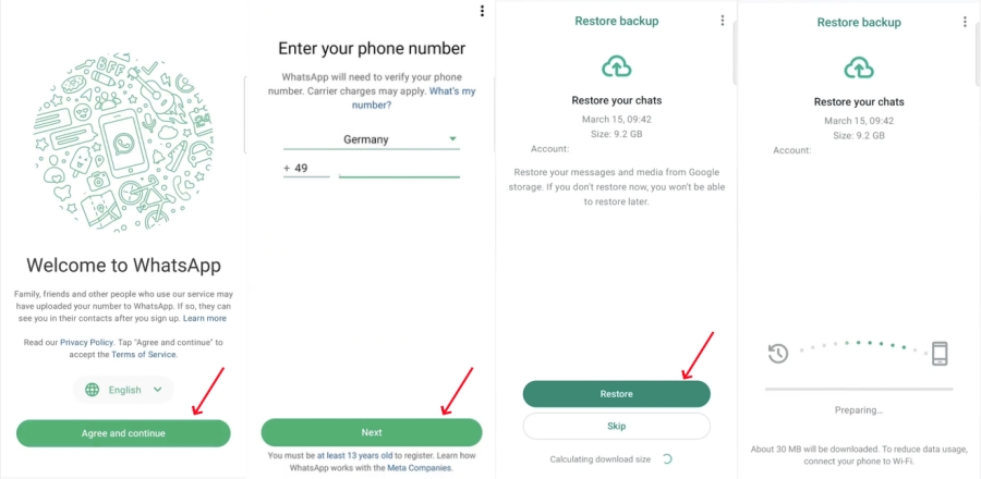 restore whatsapp media from google drive