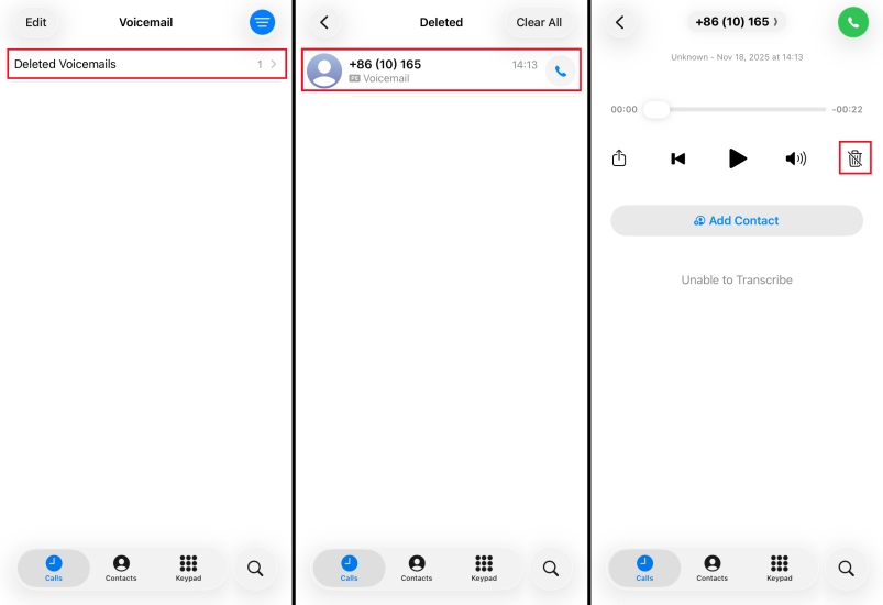retrieve deleted voicemail on iphone