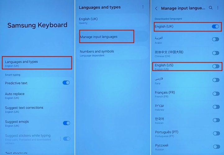 samsung keyboard input language