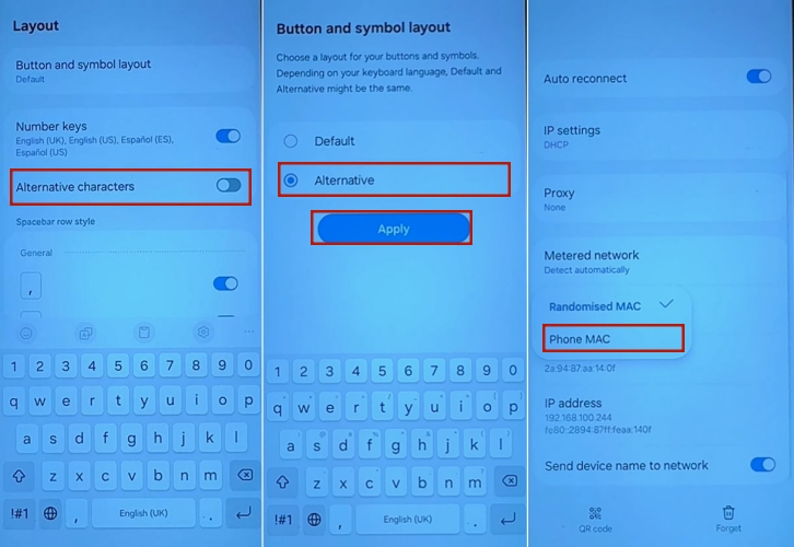 samsung keyboard layout setting