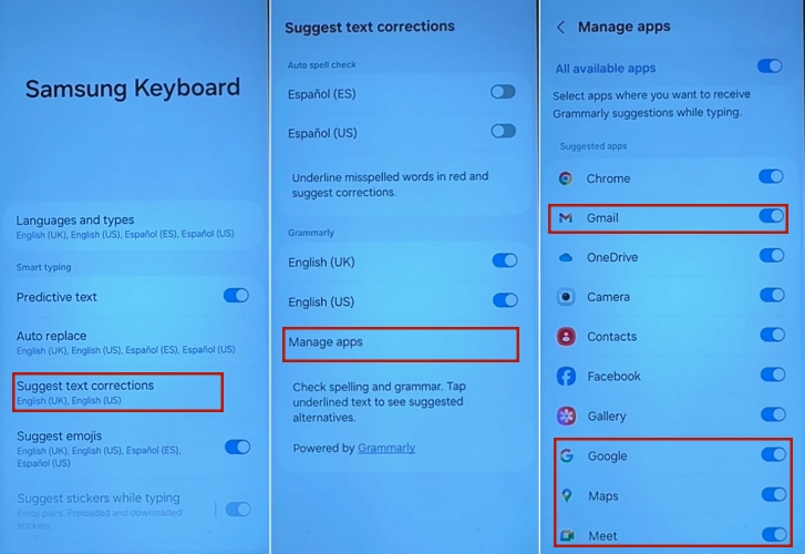 samsung keyboard manage apps