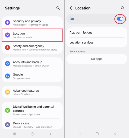 set location service on samsung phone