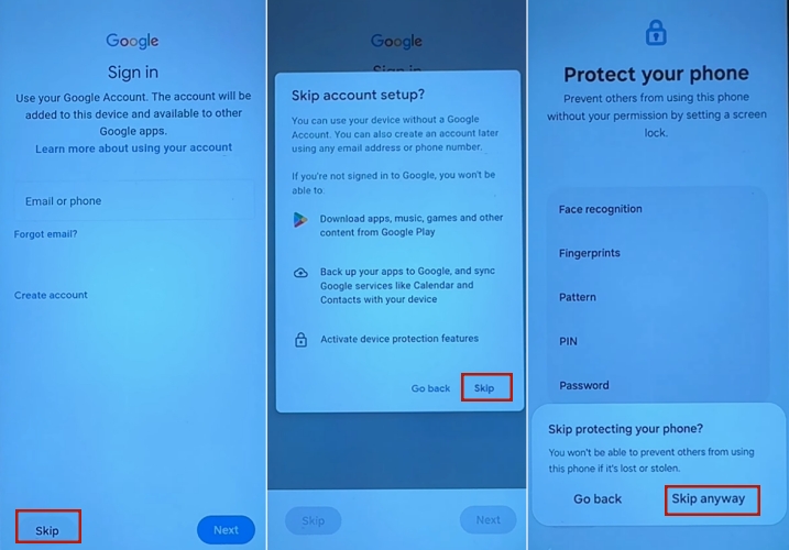 samsung skip verify pin after reset
