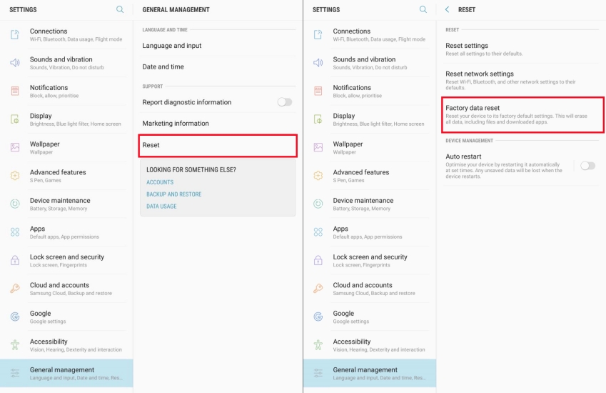 samsung tablet factory reset in settings