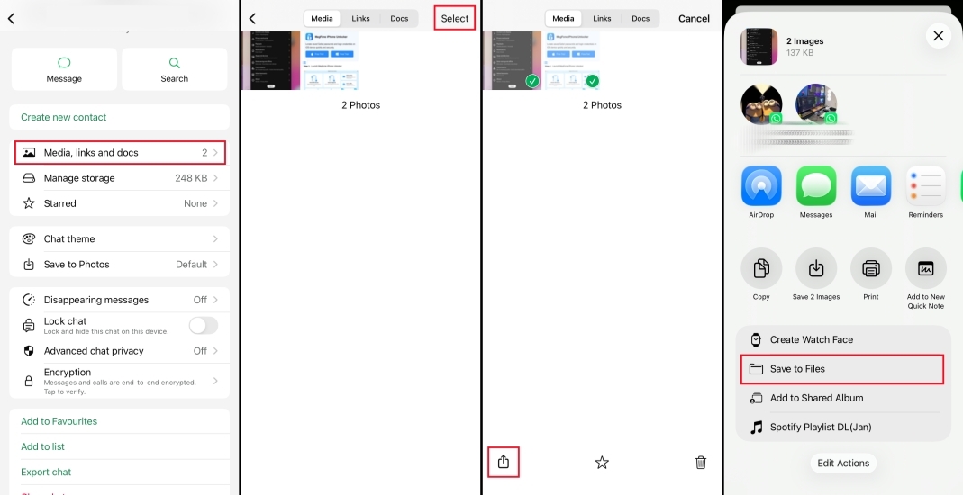 save whatsapp images to files app
