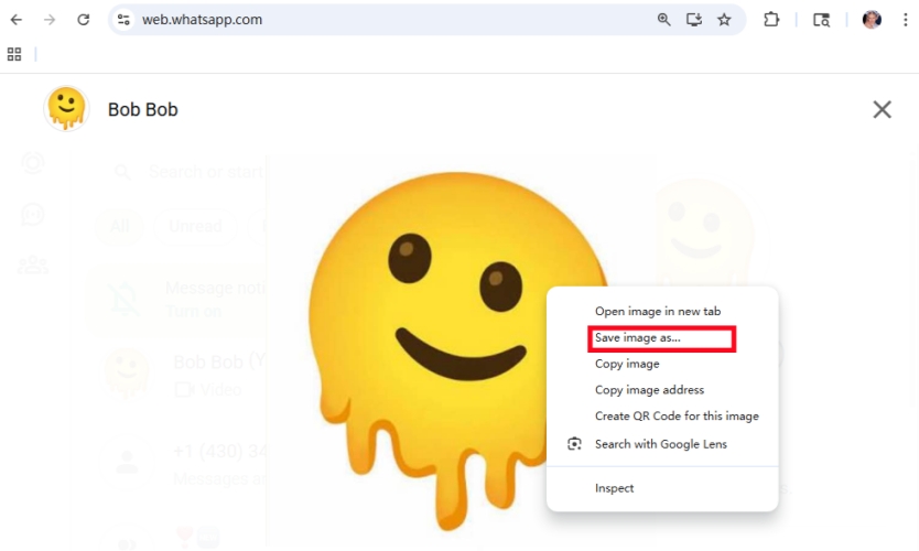 save whatsapp profile pictures via whatsapp web