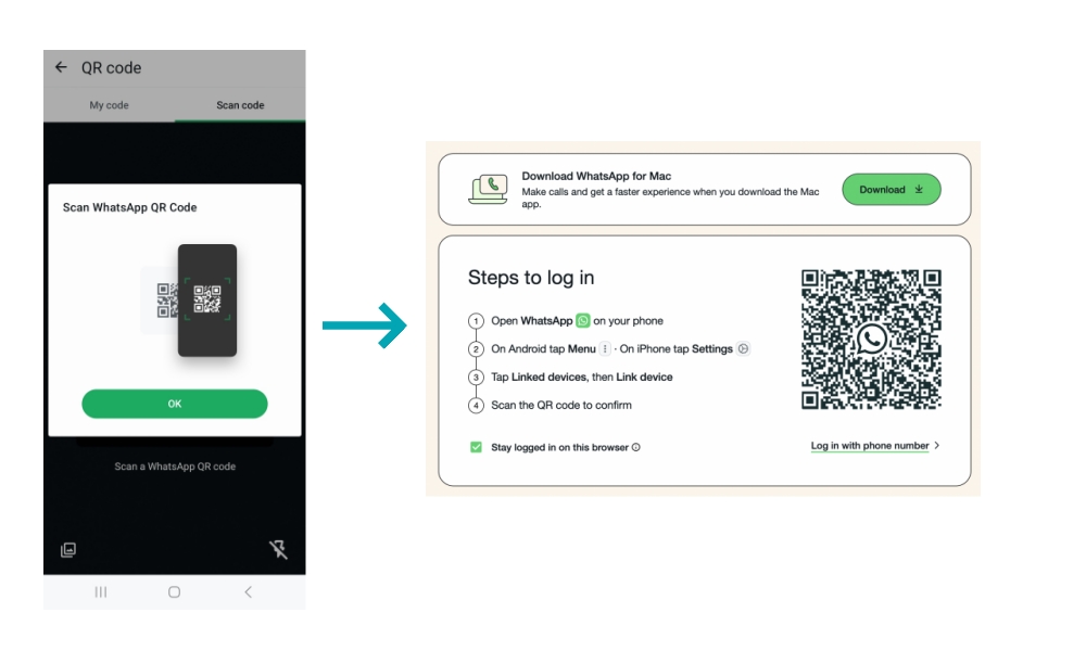 log in whatsapp on web