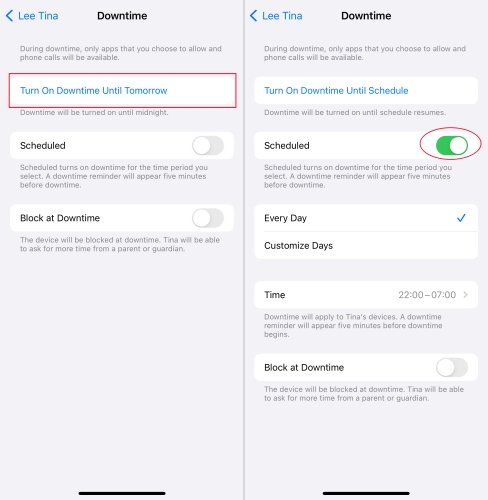 set downtime on iphone for iphone