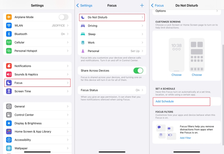 schedule on do not disturb in iphone