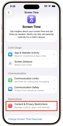 screen time content privacy restrictions iphone