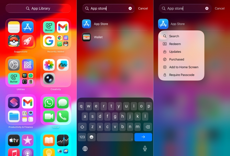 search app store in app library